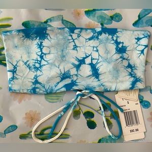 L*Space Beach Wave Bandeau Bikini Top, Aqua, Small